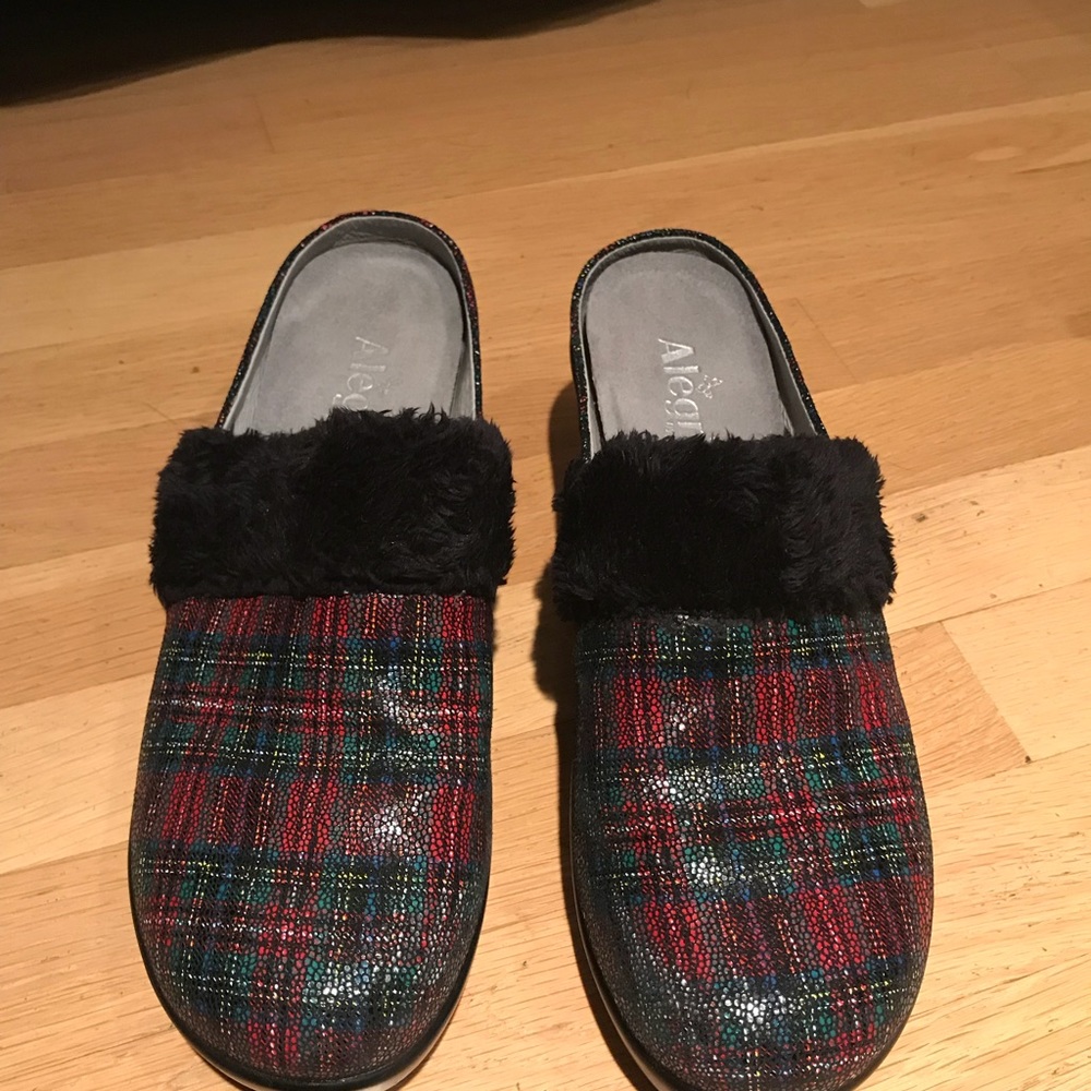 Alegria Plaid Clogs